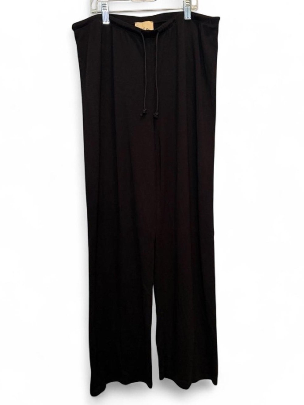 Elie Tahari Black Wide Leg Lounge Pants Size L Viscose Cotton Cozy Minimalist